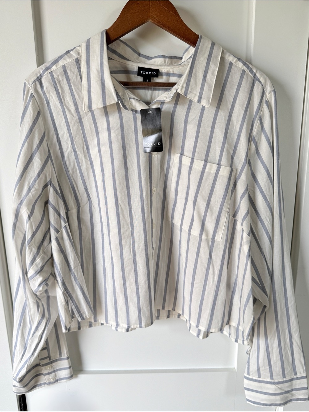 NWT Torrid Striped Button-down Cropped Boxy Shirt